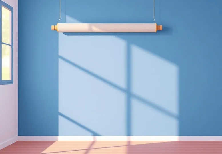 Pose de papier peint, rouleau et brosse à maroufler